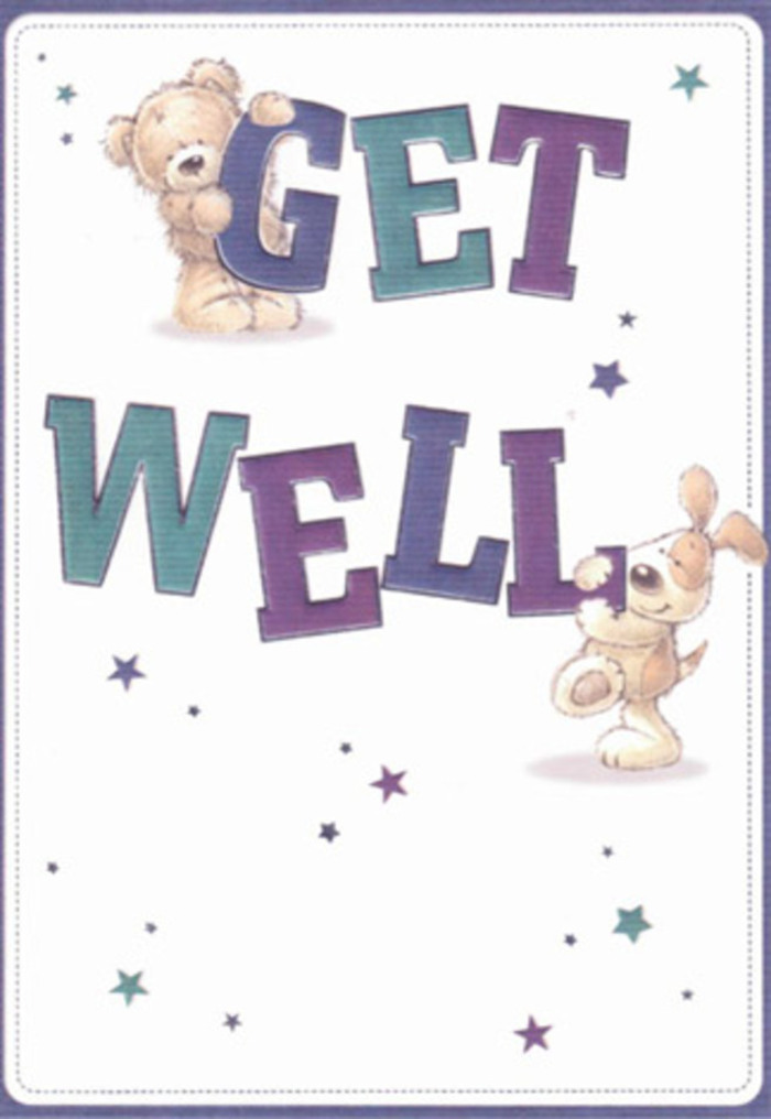 This heartening get well card is a tribute to resilience and care, echoing the friendly spirit of Sipson. Rendered in a style that's as soft and inviting as the first light over Sipson Village Green, the card features a kindly depicted teddy bear and an exuberant puppy, each animated with the innocent glee of childhood friends. Playful stars, scattered like well-wishes on a breezy morning, drift across the card, their glow inspired by the horizon beyond Cranford Lane. The typography is confident and generous, alternating between a rich purple and a fresh aqua, rooting the design in a sense of cheerful optimism, while suggesting the vibrant colours of fresh spring florals you'd find at Flowers Sipson. The fuzzy, tactile illustration of both bear and pup creates a comforting sense of touch, much like running your fingers along the petals of a newly delivered bouquet. This visual ensemble is more than a card-it's a mood-lifting gesture crafted with as much intention and warmth as any hand-gathered gift, perfect for bringing solace and joy to loved ones recovering nearby.